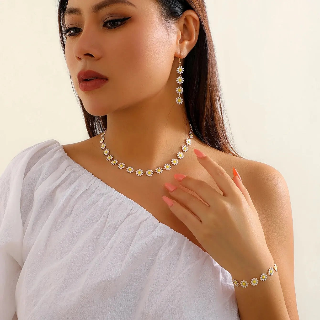 Women’s Sweet Flower Jewelry Set Summer Aesthetic Accessories