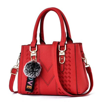 Women’s Fashion Shoulder Bag with Hairball Pendant