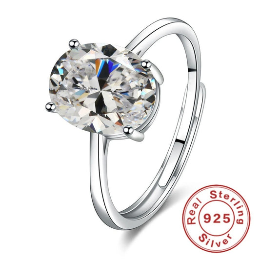 925 Sterling Silver Ring Inlaid Crystal Zircon Fashion Women's Ring, Adjustable Open Ring Wedding Party Gift Jewelry
