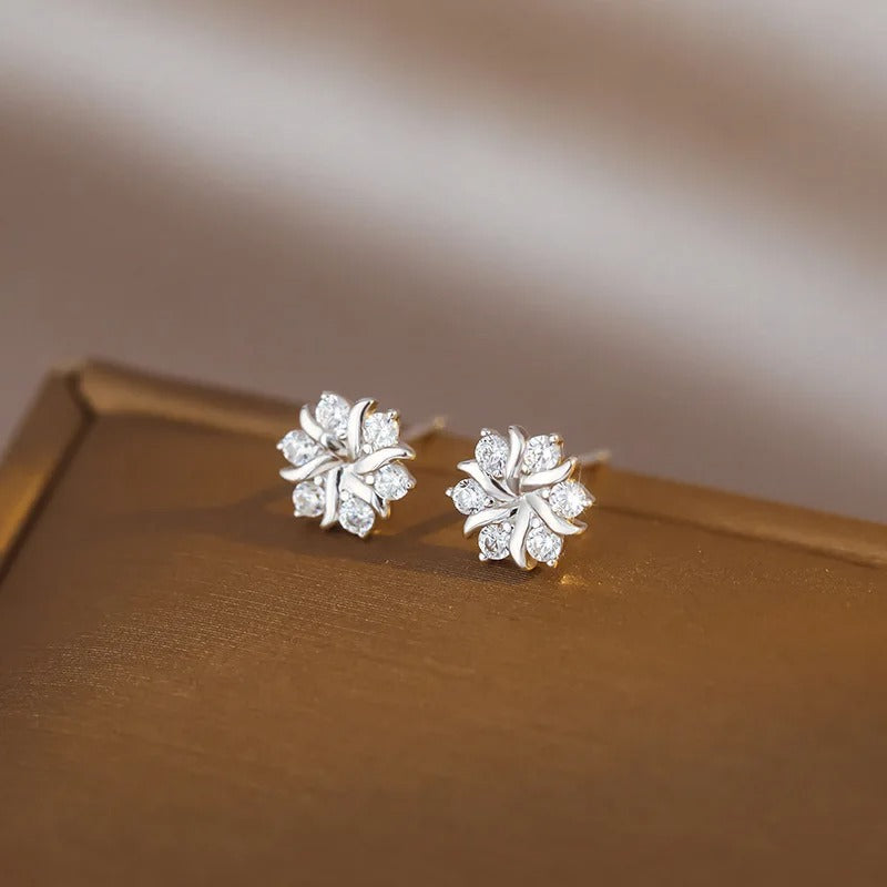 Women’s CZ Love Knot Stud Earrings 14K Gold Plated 925 Silver