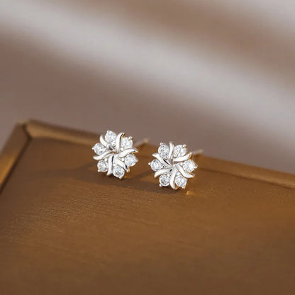 Women’s CZ Love Knot Stud Earrings 14K Gold Plated 925 Silver
