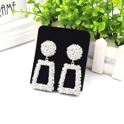 Vintage Hollow Statement Drop Earrings for Women Punk Metal Jewelry Gift