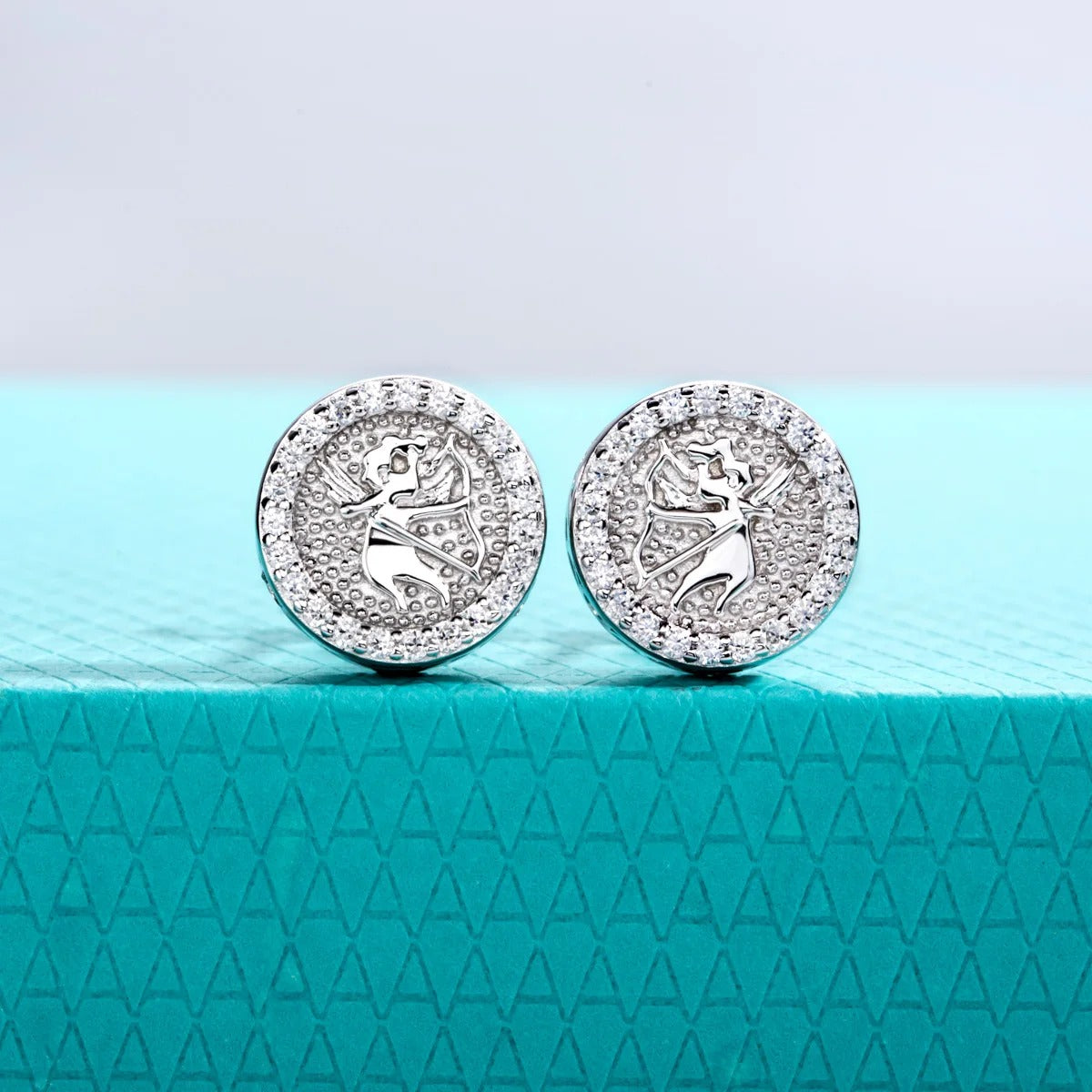 925 Silver Moissanite Stud Earrings Angel Design Unisex Jewelry