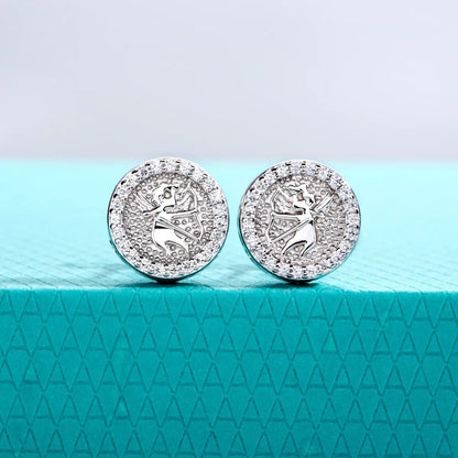 925 Silver Moissanite Stud Earrings Angel Design Unisex Jewelry