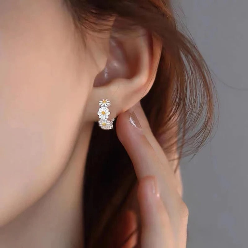 925 Sterling Silver Daisy Earrings Fashion Jewelry for Women