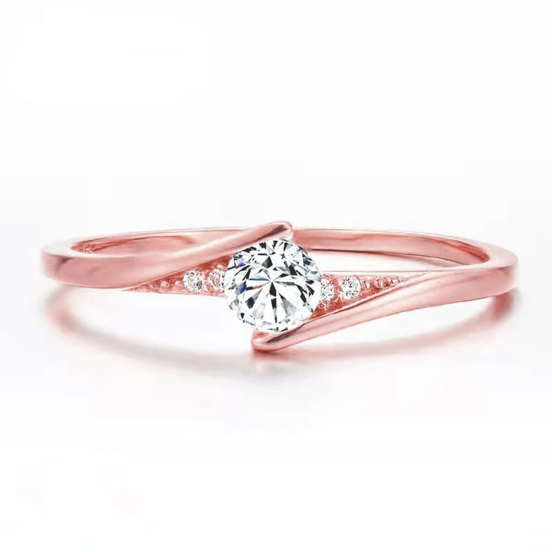 Classic Gold Color White Zircon Ring for Women Wedding Gift