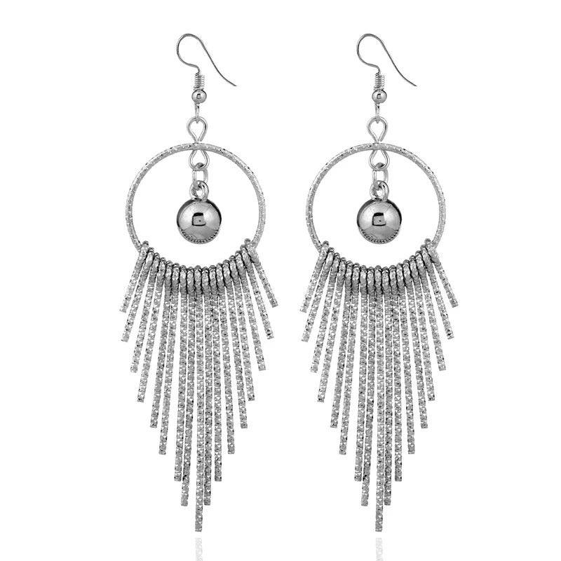 Exaggerated Geometric Long Drop Earrings Fashion Women