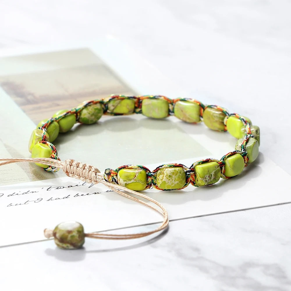 Emperor Stone Bracelets & Bangles For Women Men Natural Rectangular Stones Chakra Bracelets Female Wrist Jewelry