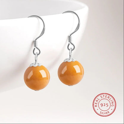 Luxury Jadeite Bead Earrings Women S925 Silver Fashion Holiday Gift