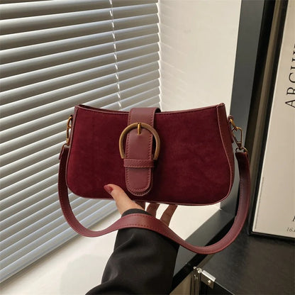 Faux Suede Small Square Underarm Shoulder Crossbody Bag Women