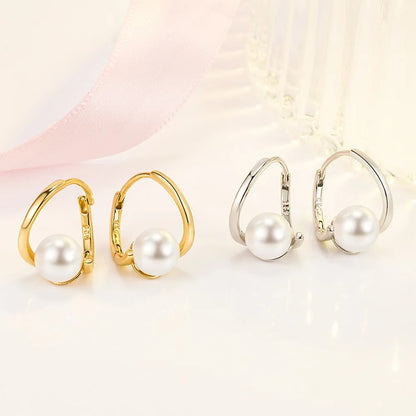 Women's New 925 Sterling Silver Pearl Jewelry Fashion Spiral Hoop Earrings XY0175