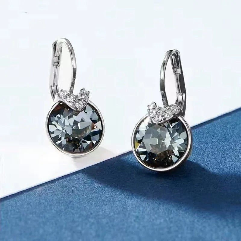 V Drop Crystal Earrings for Women Birthday Gift Dangle Silver Gold Jewelry