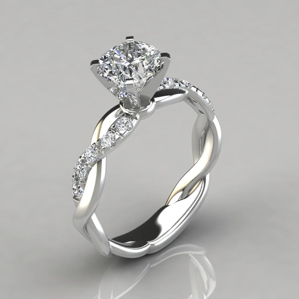 Luxury Cross Style Crystal Engagement Ring AAA Cubic Zirconia