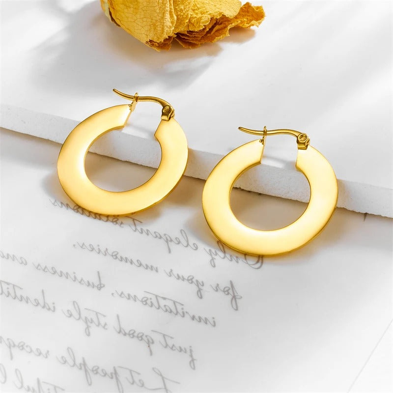Stainless Steel Gold Hoop Earrings Non-Fading Women Jewelry
