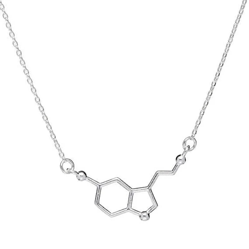 Stainless Steel Chain Serotonin Molecule Science Chemistry Molecule Necklace Couple Girlfriend Gift