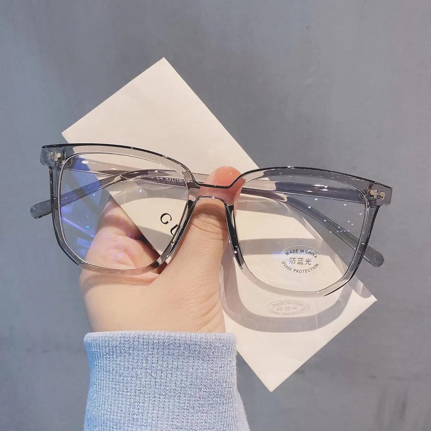 Japanese Black Polygon Anti Blue Light Glasses for Students