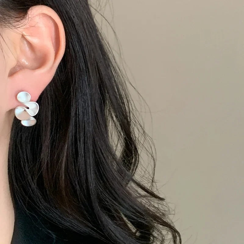925 Sterling Silver Twisted Flower Stud Earrings 18K Gold Women’s Jewelry