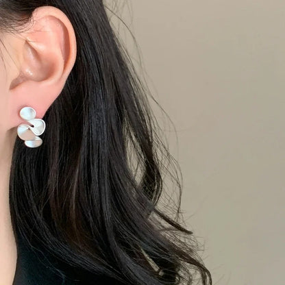 925 Sterling Silver Twisted Flower Stud Earrings 18K Gold Women’s Jewelry