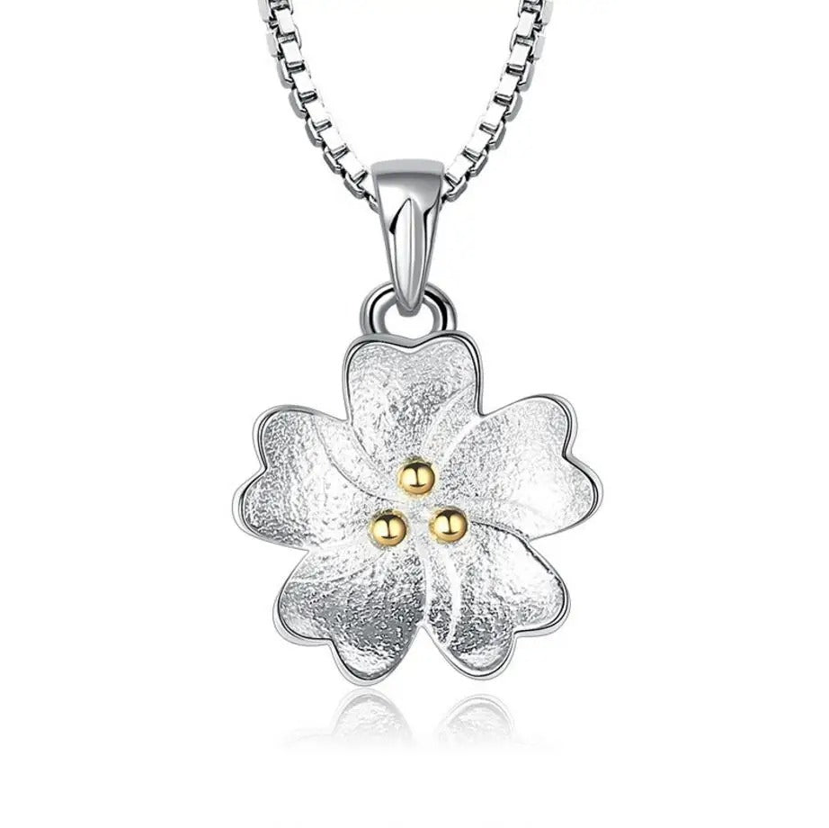 Wedding Bridal 925 Sterling Silver Cherry Flower Earrings Necklaces Jewelry Sets for Women Girls Party Gifts Pendientes
