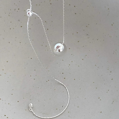 New 925 Silver Smooth Bead With Snake Chain Long Pendant Necklaces for Women Aesthetic Tassel Clavicle Chain Choker Fine Jewelry