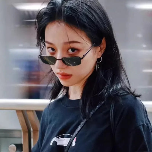 Men & Women Retro Narrow Frame Square Sunglasses UV Protection