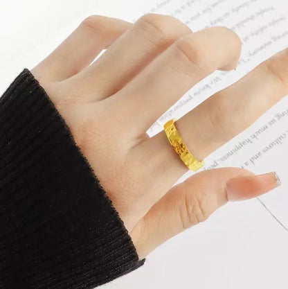 Gold Hammer Stainless Steel Ring Women’s Engagement Jewelry
