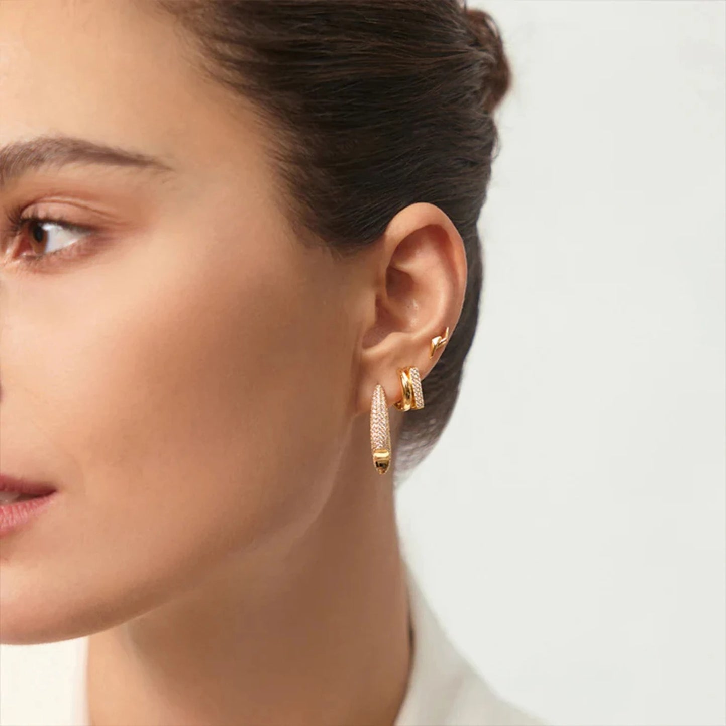 Trendy Big Hoop Earrings Sterling Silver CZ Zircon Women Gift