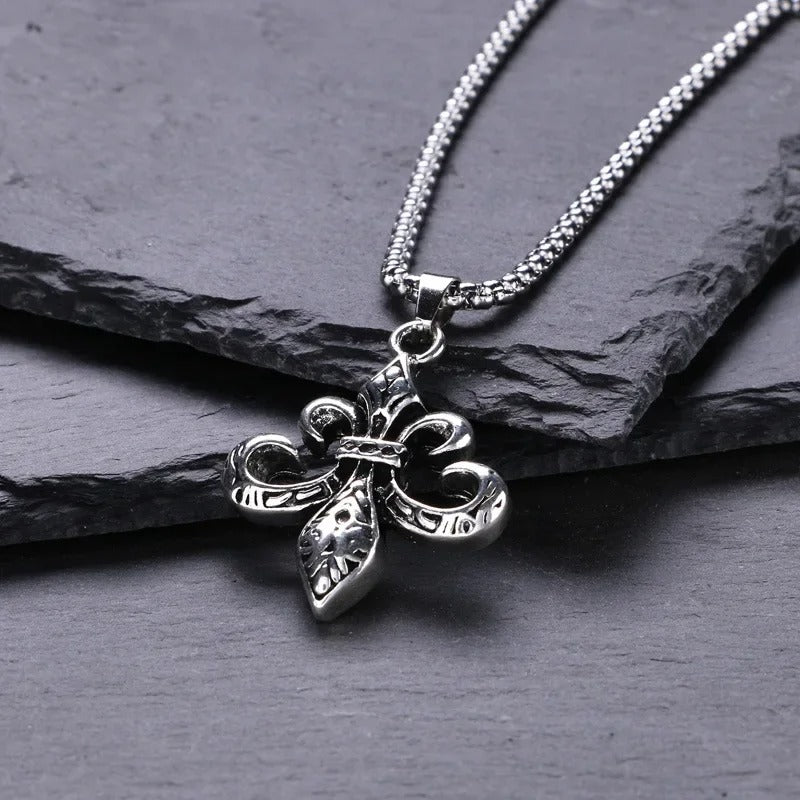 Vintage Cross Pendant Necklace Unisex Versatile Simple Long Sweater Chain Hip Hop Accessory
