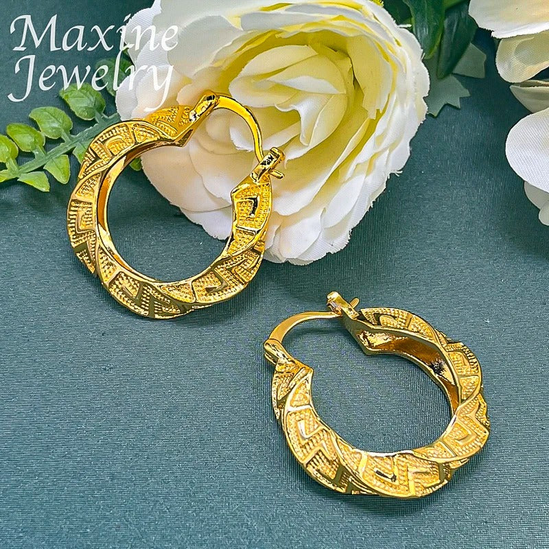Women’s Trendy Gold Plated Large Circle Earring Set Jewelry