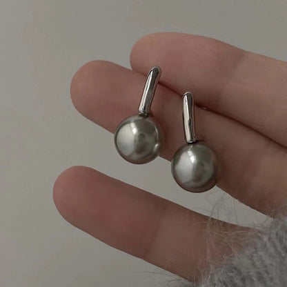 Women's Light Luxury Grey Pearl Earrings Fashion Party Daily Jewelry