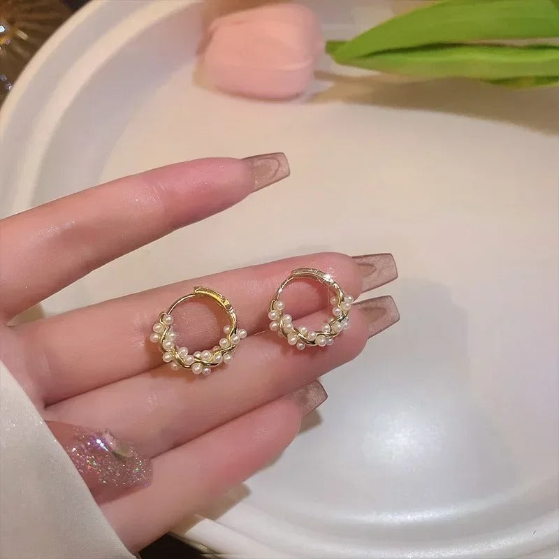 Minimalist Pearl Hoop Earrings for Women Elegant Ear Buckle Gifts