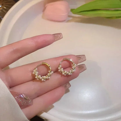 Minimalist Pearl Hoop Earrings for Women Elegant Ear Buckle Gifts