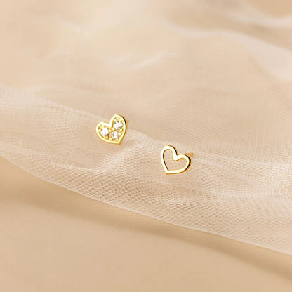 La Monada Womens Earrings Silver 925 Ear Piercing Small Hollow Heart 925 Silver Earrings For Women Silver Stud Earrings Girl