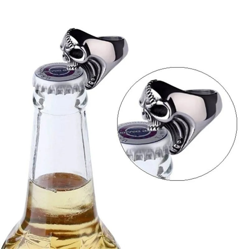 Mini Ring Bottle Opener Stainless Steel Skull Punk Finger Tool