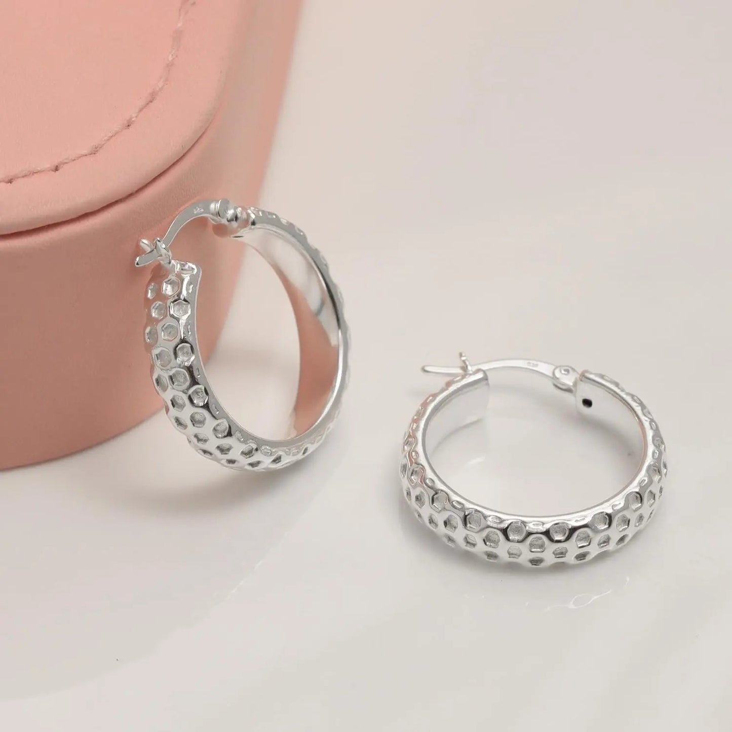 Women’s Rope Twisted Hoop Earrings 925 Silver Italian Design
