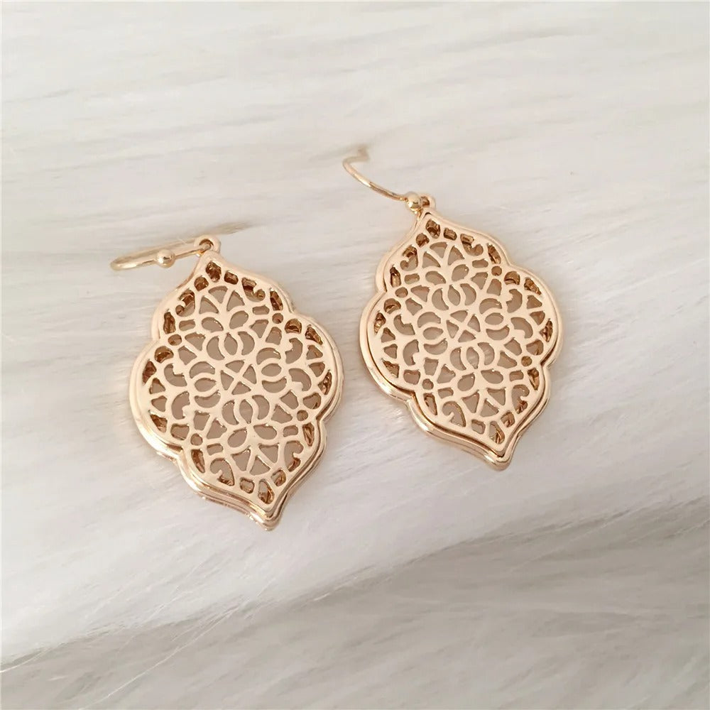 Hollow Geometric Drop Earrings Gold Korea Design Women