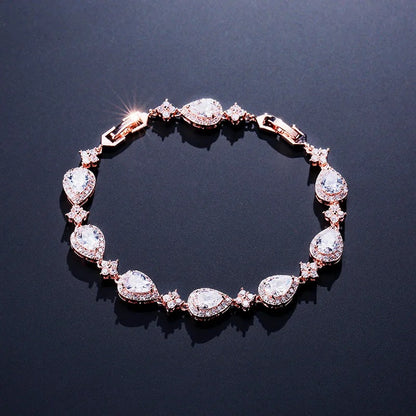 ZAKOL Water Drop Zircon Bracelet Elegant Bridal & Party Jewelry for Women