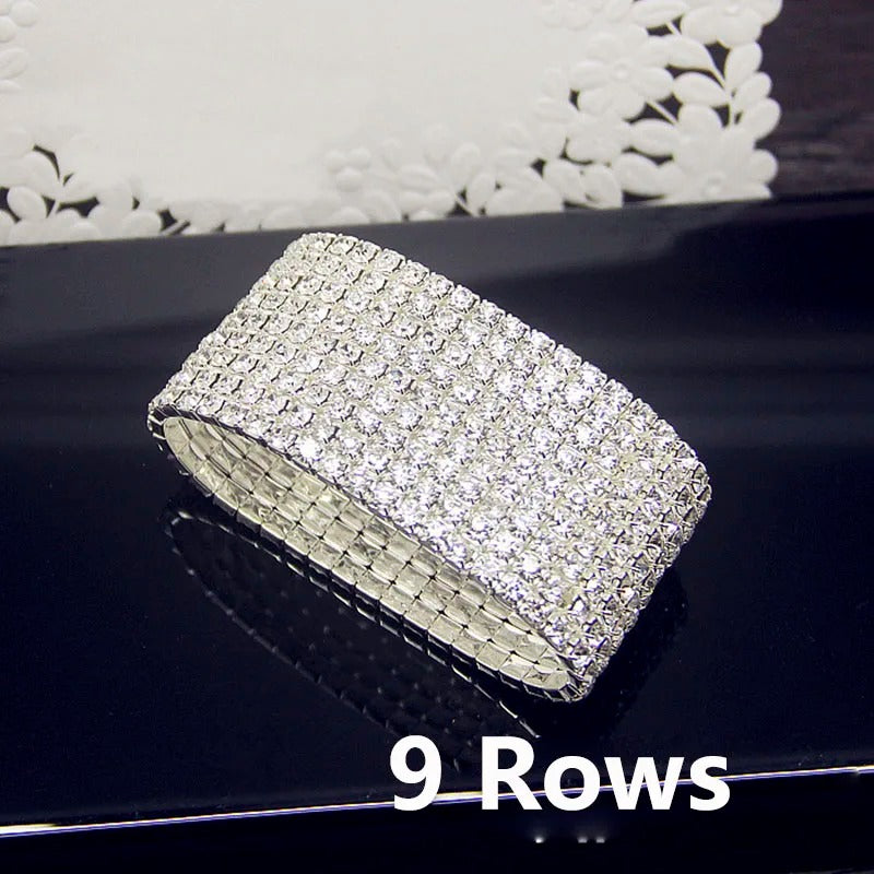 Luxury White Zircon Crystal Elastic Bracelet Bling Iced Out Jewelry