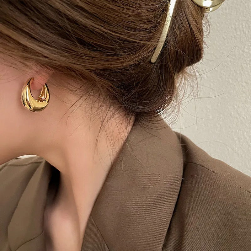 Sterling Silver Vintage Gold Round Earrings For Women Trendy Circle Earring Jewelry Prevent Allergy Party Accessories Gifts