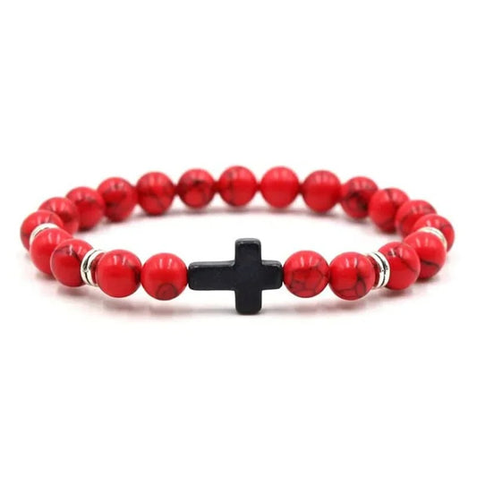 Natural Stone Wood Bead Rosary Bracelet for Women Jewelry