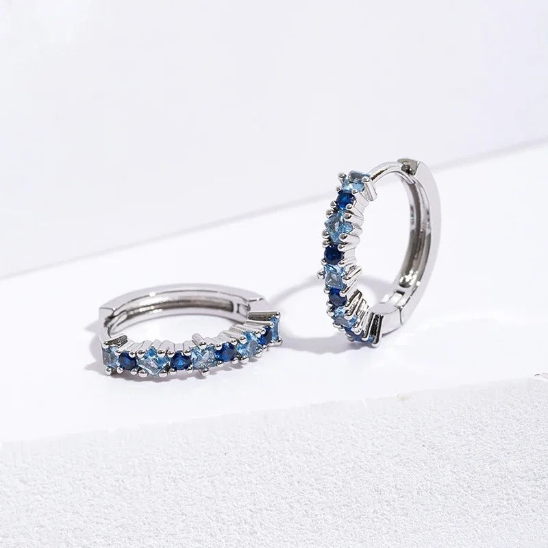 Luxury Colorful Zircon Hoop Earrings Women Stainless Steel Jewelry