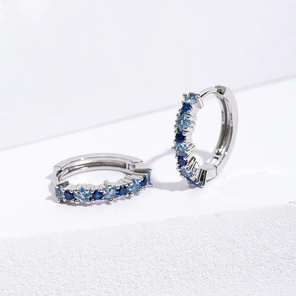 Luxury Colorful Zircon Hoop Earrings Women Stainless Steel Jewelry