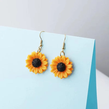 Handmade Sunflower Resin Drop Earrings for Girls & Women Gift
