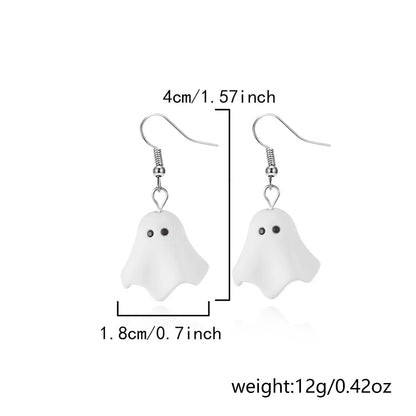 Cute White Ghost Dangle Earrings Women Halloween Jewelry