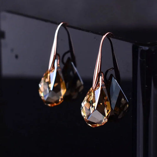 Rose Gold Long Dangle Earrings Vintage Style for Women & Girls