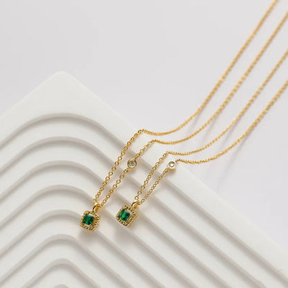 New 925 Sterling Silver Square Women Necklace Simple Style Charm Geometric Shape Pendant Choker Birthday Gift Fine Jewelry