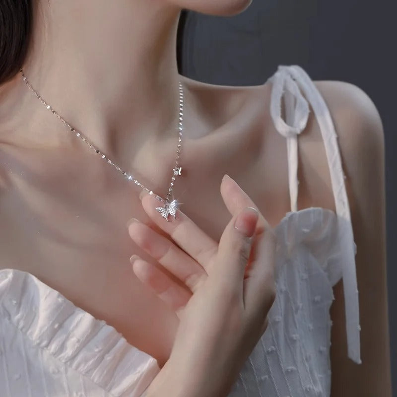 Butterfly Necklace for Women Summer Versatile Luxury Necklace New Fashion Jewelry Crystal Pendant Necklace
