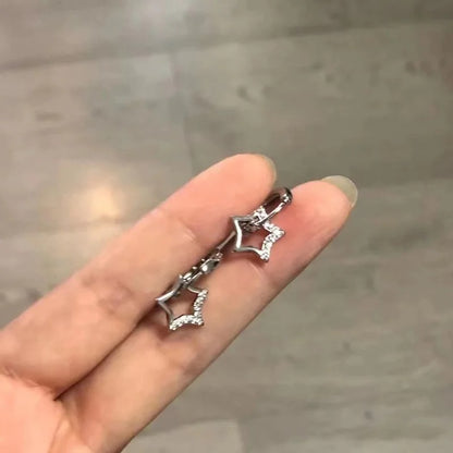 New Crystal Star Drop Earrings Women CZ Zircon Silver Party Jewelry