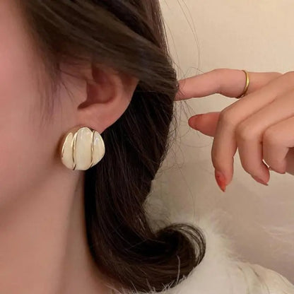 Vintage French Green White Earrings for Women Trendy Stud Jewelry