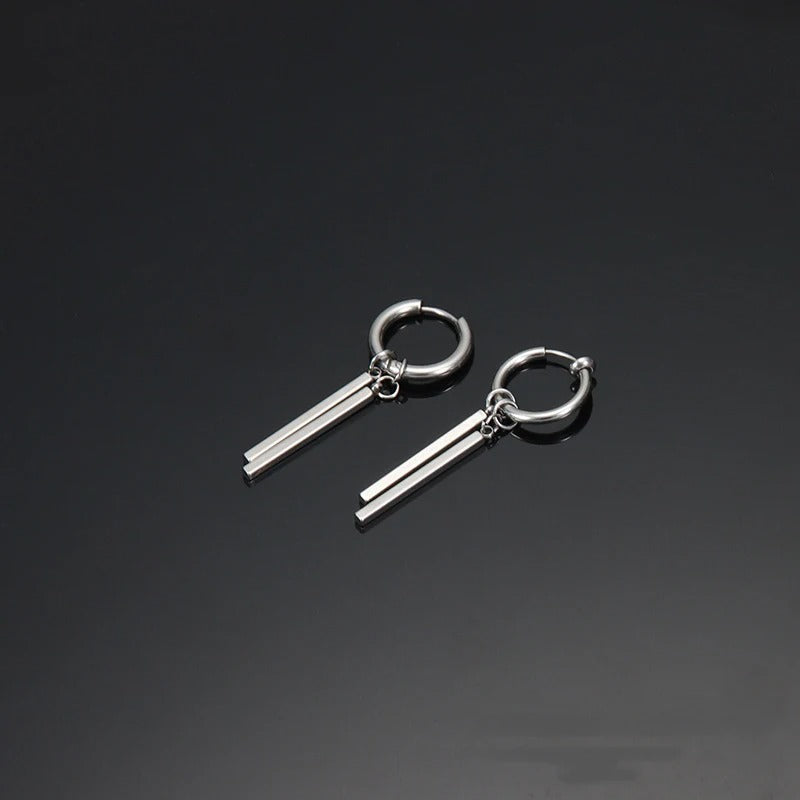 Cool Punk Ear Clip Earrings Men Women Long Stick Pendant